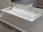 Plan vasque Design caniveau, sur mesure, Largeur 100 à 200 cm x Profondeur 40 à 60 cm, résine minérale ACRYSTONE® SOLID-SURFACE Finition lisse, Livraison Offerte et Rapide.